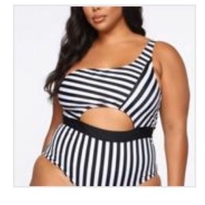 Plus Size striped swimsuit